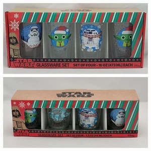 Star Wars Holiday Grogu Pint Glass Set R2-D2 Stormtrooper Shot Glassware Lot - Picture 1 of 13