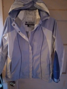 Women's Size Large Columbia Interchange Omnitech Waterproof White & Purple Coat - Picture 1 of 14