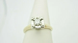 Antique Diamond Engagement Ring Princess .18 ct Natural 14k Gold Size 8 R036 - Picture 1 of 7