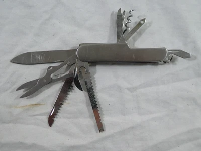 Vintage Multi-Tool Folding Pocket Knife 11 Tools/Blades Multipurpose Survival - Image 1 of 4