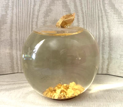 Golden Flow Studios Hand Blown Apple Snowdome w/23K Floating Flakes Made in USA - image 1 of 4