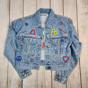 Vintage 90s Disney Store Cropped Embroidered Jean Jacket womens Small - Picture 1 of 7