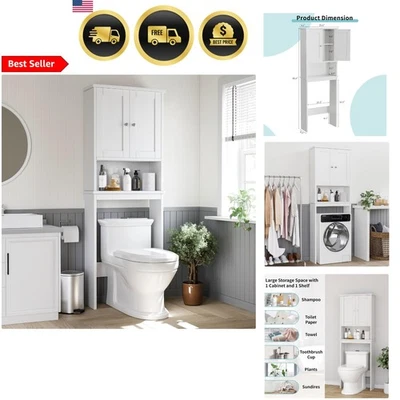 Armario de almacenamiento sobre inodoro organizador de estantes de baño con estantes ajustables Foto 1 de 4