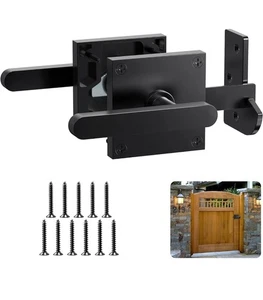 Double Side Gate Latch Heavy Duty for Wooden Fence Black with Handles for Gates - Picture 1 of 14