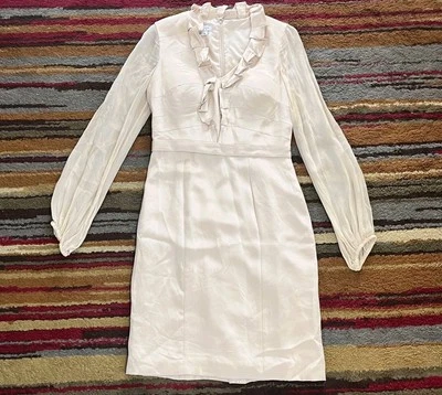 Vestido formal de seda Kay Unger para mujer talla 4 funda marfil corto forrado clásico  Foto 1 de 4