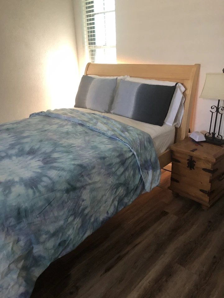 "Funda nórdica Pottery Barn adolescente F/Queen teñida azul púrpura algodón percal 90x88""" Foto 1 de 4