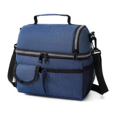 Bolsa de almuerzo aislada de doble compartimento reutilizable impermeable refrigerador Foto 1 de 4