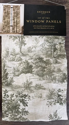 Nuevo Juego de 2 Paneles Cortina de Inodoro Greenwood Forest 37"x96" Verde Loden Foto 1 de 4