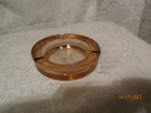 Vintage Amber 5 1/8" dia Heavy Glass Ashtray - Picture 1 of 7