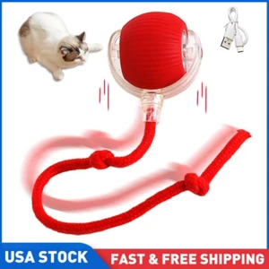 Cat Interactive Ball Toys Rolling Ball Faux Tail Rechargeable Smart Pet Toy Gift - Picture 1 of 13