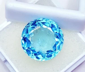 11.00 Ct Certified Aquamarine Round Cut Loose Gemstone With Free Gift - Picture 1 of 7