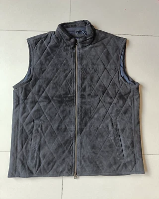 TOMMY HILFIGER SUEDE LEATHER QUILTED VEST COAT $499  GLOBAL SHIPPING (0438) - Image 1 of 4