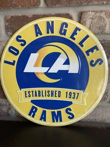 Los Angeles Rams NFL 12" Round Metal Embossed Sign GymGarage Mancave SheShed - Picture 1 of 2