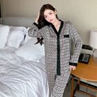 Silk Stain Pajamas Set Women Pants Long Sleeve Home Suit 2 Pieces Pyjamas Lady