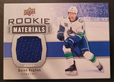 QUINN HUGHES 2019-20 UPPER DECK GAME USED JERSEY ROOKIE MATERIALS CARD RM-QH