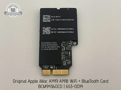 Original Apple iMac A1419 A1418 WiFi + Tarjeta BlueTooth, BCM94360CD, 653-0014 Foto 1 de 2