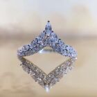 Zirconia Finger Jewelry 925 Silver Rings V Shape Size 5-11 Curved Diamond Ring