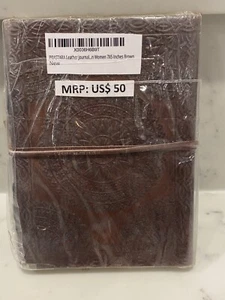 DIARIO DE CUERO EN RELIEVE 7" X 5" MARRÓN ASPECTO VINTAGE ~ NUEVO EN PLÁSTICO - Imagen 1 de 6