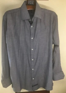 English Laundry Blue White Button Down Shirt Sz L 16-16.5 Floral Flip Cuffs - Picture 1 of 9