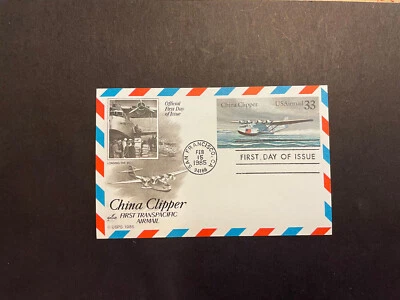 USA, China Clipper Air Postal, FDC 1985, #UXC22 Postal Card, Crisp! - Image 1 of 2