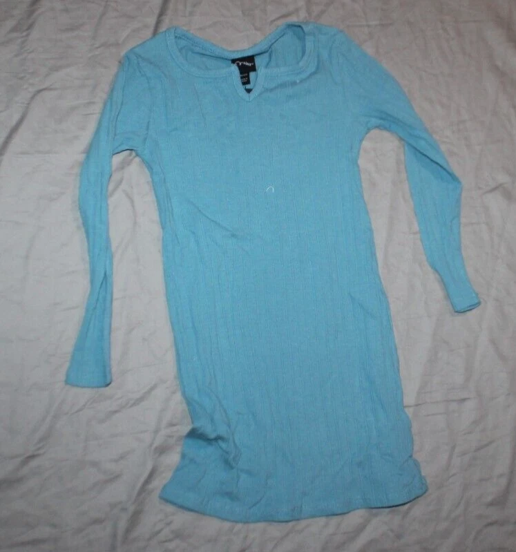 Art Class Ribbed Stretch Long Sleeve Turquoise Dress Girls Size XS - 4/5