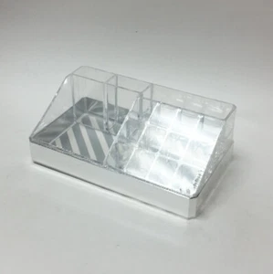 Clearly Chic 16 Compartment Cosmetic Makeup Organizer Clear Silver & Gray - Picture 1 of 3
