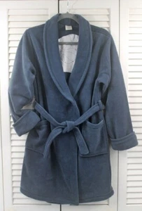 Old Navy Basketball Cozy Navy Blue Fleece Belted Shaw Collared Robe Youth Sz 14 - Picture 1 of 5