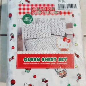 Hello Kitty Christmas Gingerbread Candy QUEEN Size Cotton Sheet Set (NEW) - Picture 1 of 2