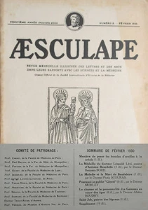 Aesculape n°2- 1930 : L'Art et la Médecine (Voir Sommaire Photo) - Picture 1 of 3
