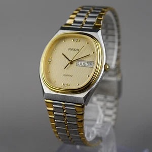 RADO Men's Watch 114.4003.4 Silver&Gold 33mm Vintage New Battery Metal Band - Picture 1 of 21