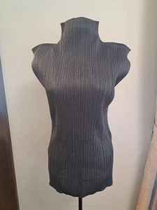 ISSEY MIYAKE PLEATS PLEASE High Neck Sleeveless Top Light Gray Size Free - Picture 1 of 7