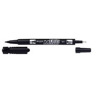 Pilot Permanent Pen Twin Marker Fine Point Black 10 Pieces - Picture 1 of 2