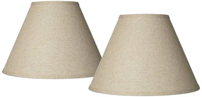 Juego de 2 pantallas de lámpara Empire arpillera fina mediana 6,5 x 15 inferior 10,75 inclinada alta Foto 1 de 4