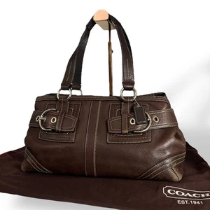 Coach Brown Leather Shoulder Bag 02764 Authentic Crossbody Purse - Picture 1 of 9