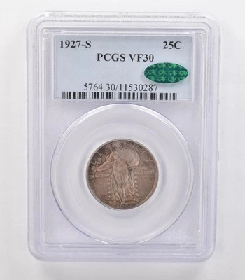 1927-S Standing Liberty Quarter VF30 PCGS CAC Beautiful Tone *0722 - Image 1 of 3