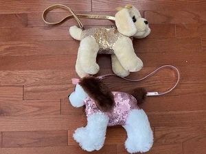 Poochie & Co Puppy Dog Purse Bag Lot Pink Gold Sparkle Kids Stuffed Animal Toy - Picture 1 of 6