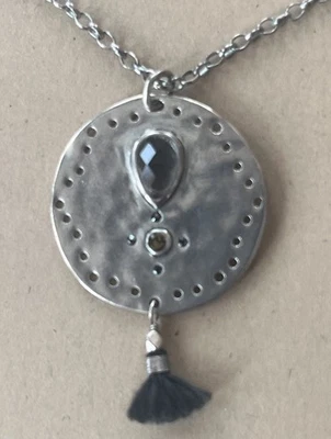 Colar pingente Silpada prata 925 franja borla recortada cristais Swarovski em excelente estado usado - Imagem 1 de 4