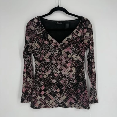 Blusa Top Vintage Y2k Años 90 Axcess Mediana M Babydoll Malla Transparente Elástica Otoño Foto 1 de 4