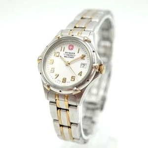 Wenger Swiss Military Women Two Tone Date Watch 30mm Stainless Steel New Battery - Picture 1 of 16