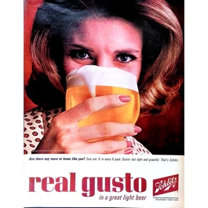 Schlitz Beer 1964 Print Ad Real Gusto in a Great Light Beer 11" x 14" - Picture 1 of 3