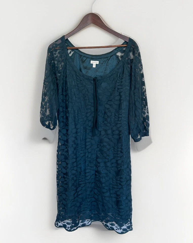 Vestido Granate Hill Bohemo Azul Teal 10 Lazos Romántico Encaje Transparente Jardín Fiesta Foto 1 de 4