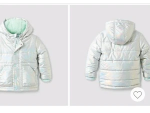 TODDLER Long sleeve WARM WATER RESISTANT PUFFER JACKET Silver SIZE 18M New - Picture 1 of 6