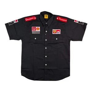 Vintage 1996 Ferrari F1 Button Down Shirt Formula One Team Black Tee XL - Picture 1 of 8