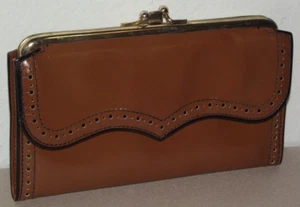 Vintage Prince Princess Gardner coin purse brown checkbook wallet leather ~D - Picture 1 of 6