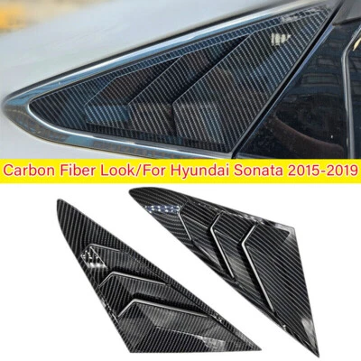 For 2015-2019 Hyundai Sonata 2X Carbon Fiber Side Vent Window Scoop Louver Cover - Image 1 of 4