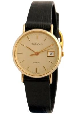 NOS NEW SWISS MADE GOLD PLATED EXTRA SLIM QUARTZ WOMEN'S PAUL PICOT WATCH 1980'S - Image 1 of 4