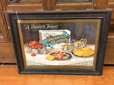 Letrero de cartón publicitario de galletas Jacobs vintage tienda general refrescos galletas anuncio Foto 1 de 4