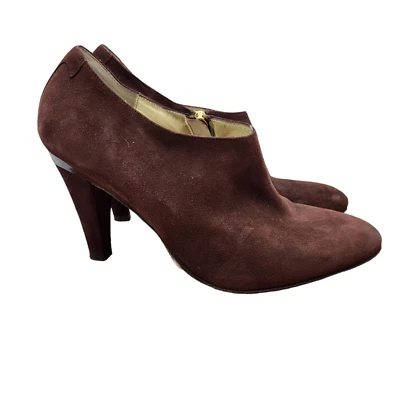 Taryn Rose Ankle Pump Heels Womens 39 U.S. 9.5 Brown Suede Leather Booties Italy - Image 1 of 4