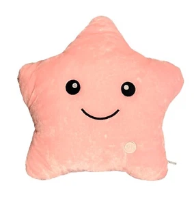 Led Twinkle Star Shape Pillow Pink Color Changing Lights Soft Pillow Nightlight - Picture 1 of 8