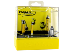 Famag HM Bündigfräser Satz  4 tlg, in Kassette , mit Anlauflager, Schaft 8mm H . - Bild 1 von 1